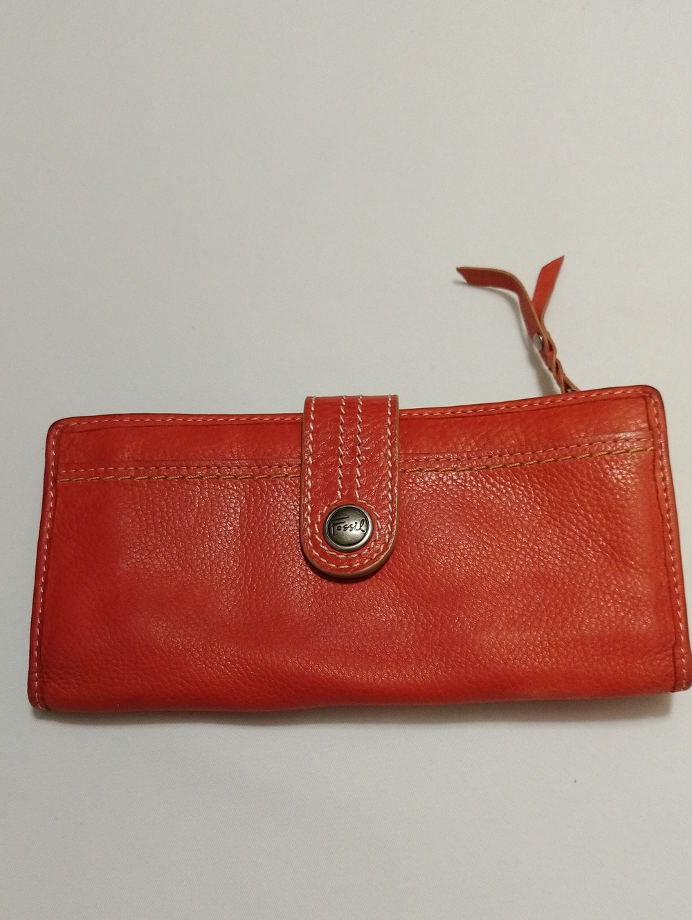 Fossil Orange Leather Wallet